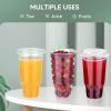Prgery 32 OZ Plastic Cups with Lids, Iced Coffee Cups with Lids, Clear Plastic Cups for Camping Party and Picnics, Suitable for Most Car Cupholder [50 Set] view 2
