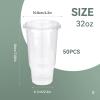 Prgery 32 OZ Plastic Cups with Lids, Iced Coffee Cups with Lids, Clear Plastic Cups for Camping Party and Picnics, Suitable for Most Car Cupholder [50 Set] view 3