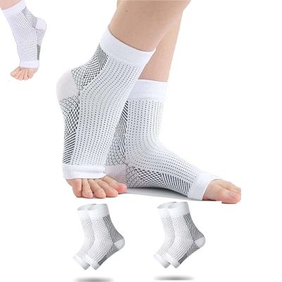 Ankle Sleeves, 2 Pairs Ankle Sleeves To Wear To Sleep In, Ankle Sleeves Socks For Women Men Foot Sleeve Support Relief For Pain (L/XL, 2 Pairs White)