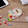 6 Pack Pill Organizer Pocket Small Case Holder Am Pm Pill Case Portable Two Compartment Round Travel 2 Times a Day for Vitamin Medication Supplement(Clear) view 2