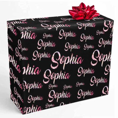 InterestPrint Custom Name Wrapping Paper Personalized Pin Gradient Glitter Gift Wrapping Paper for Teens Women Men Mom Dad Birthday Wedding Anniversary 58x23 3 Roll