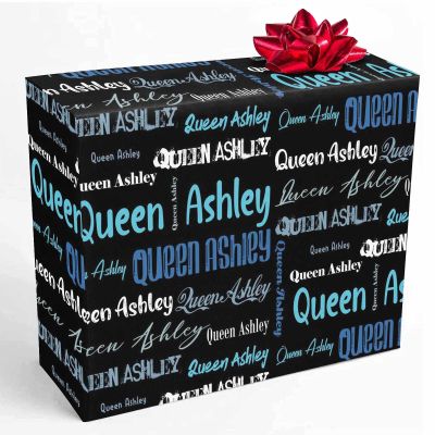 InterestPrint Personalized Name Wrapping Paper Custom Blue Monogram Gift Wrapping Paper for Teens Women Men Mom Dad Birthday Wedding Anniversary 58x23 3 Roll