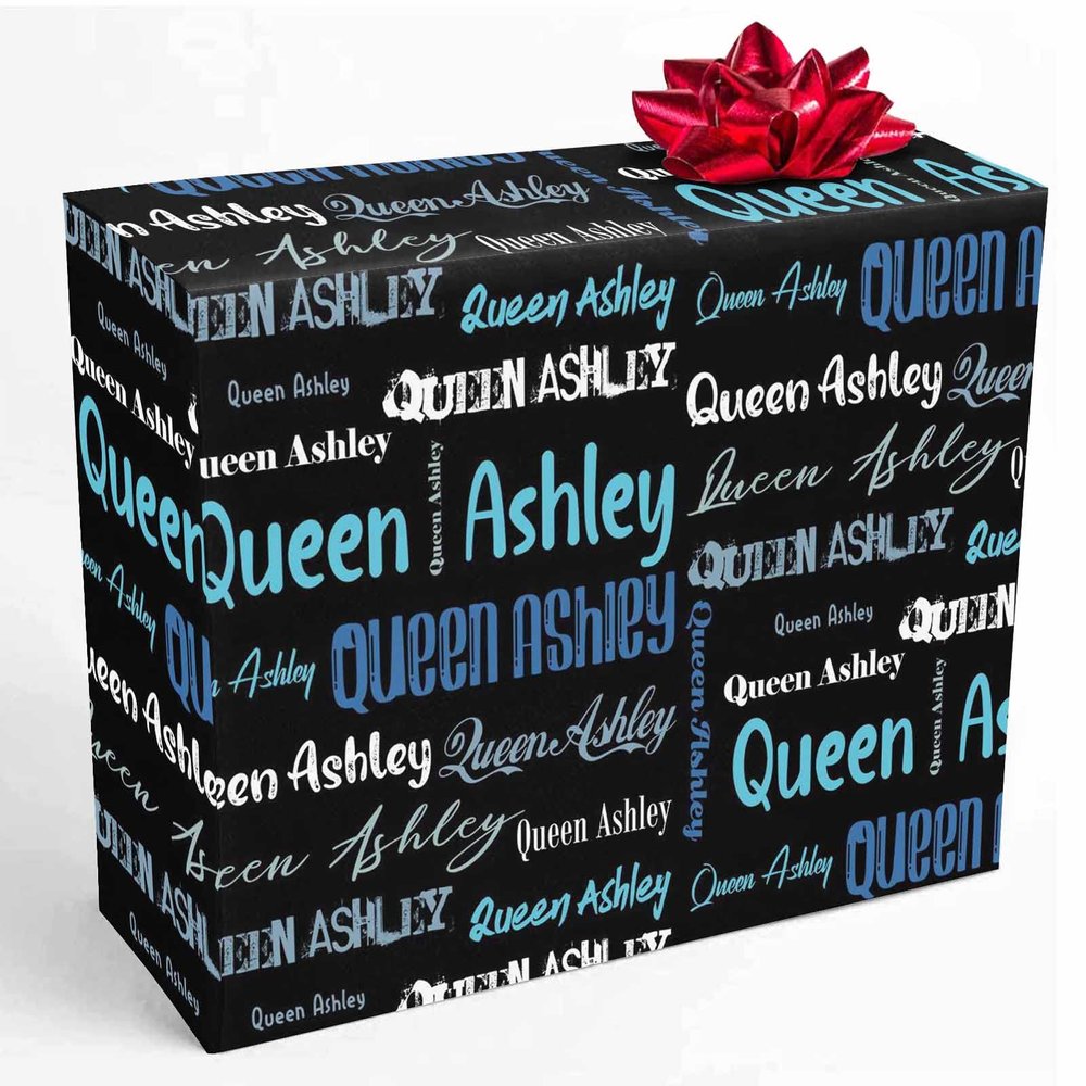InterestPrint Personalized Name Wrapping Paper Custom Blue Monogram Gift Wrapping Paper for Teens Women Men Mom Dad Birthday Wedding Anniversary 58x23 3 Roll