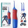 COSLUS C31 Kids Water Dental Flosser Deep Cleaning Picks Portable 4 Modes for Ages 6+ Safe Waterproof Rechargeable with 2 Jet Tips for Gums Care Red Blue view 1