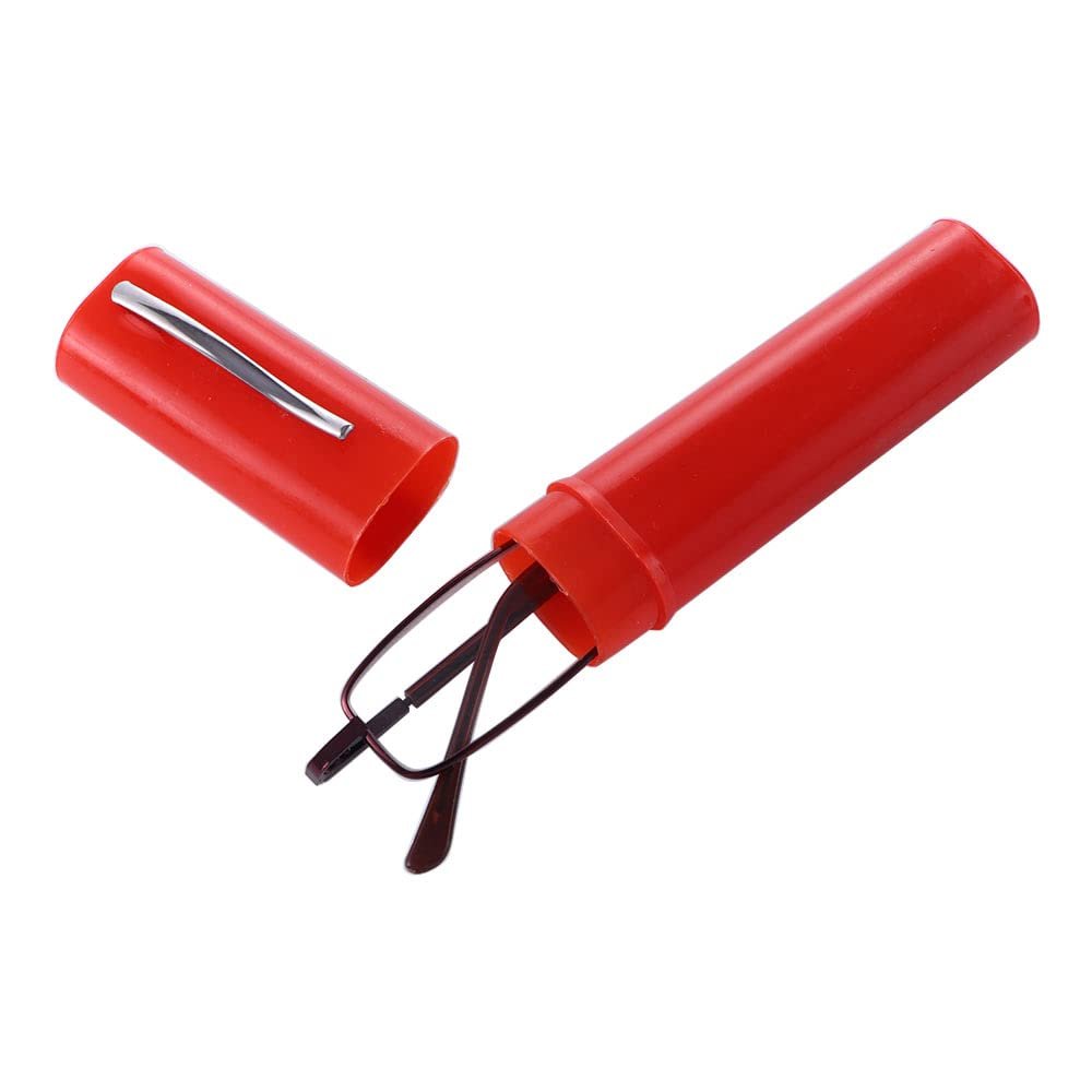 +1.0 1.5 2.0 2.5 3.0 3.5 4.0 Reading Glasses Hyperopia Eyewear Anti Blue Light Glasses Full Frame Ultralight Metal Frame With Case(+100,red)