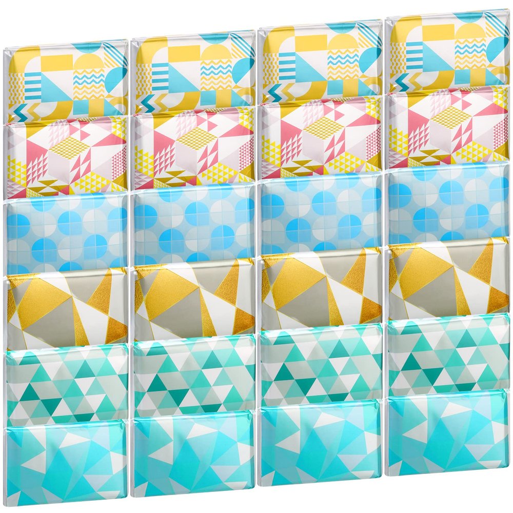 24 Packs Travel Size Tissue Pocket Slim Pack Facial 3 Ply Wallet Size Pocket Tissues for Travel Wedding Party Favors, 6 Styles(Cute Geometric)