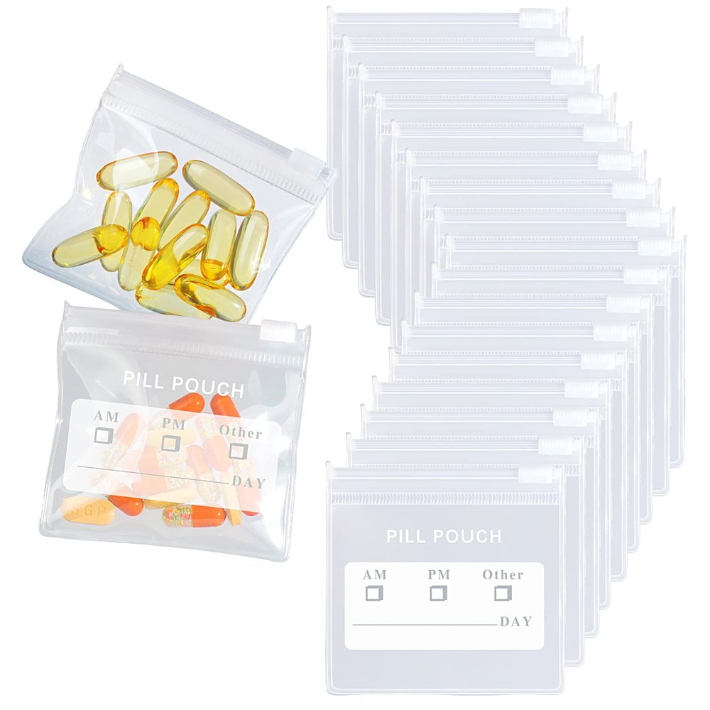 36 Packs Pill Pouches BPA Free Pill Bags 12mil Come with Mark Pen 3 x 2.75 inch Small Zip Bags with Write-on Label Seal Ziplock Pill Pouch for Travel Pill Organizer, Jewelry, Small Craft Pieces