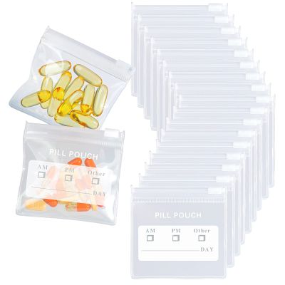 52 Packs Pill Pouches BPA Free Pill Bags 12mil Come with Mark Pen 3 x 2.75 inch Small Zip Bags with Write-on Label Seal Ziplock Pill Pouch for Travel Pill Organizer, Jewelry, Small Craft Pieces