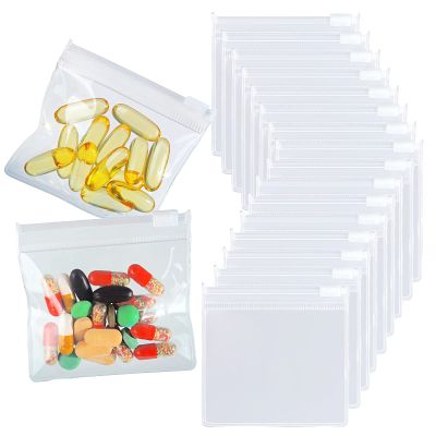 52 Packs Pill Pouch Bags BPA Free Pill Bags 12mil 3 x 2.75 Inch Transparent Small Zip Reusable Drug Bags Seal Zipper Pill Pouches for Travel Medicine Organizer, Jewelry, Small Craft Pieces