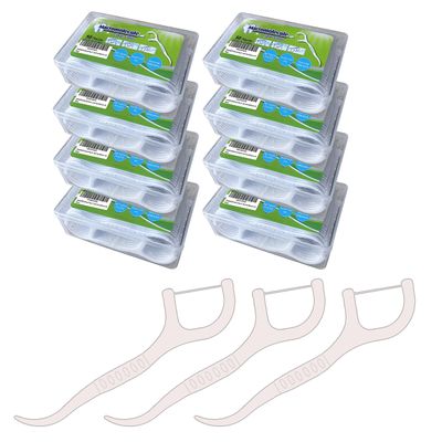 400pcs SHINEMOON Dental Floss Picks, Travel Pack, Glides Easy Between Teeth, Flosser for Preventing Tooth Decay & Gum Disease, Easy Grip Handle, Packed in Convenient Case (8 Boxes)