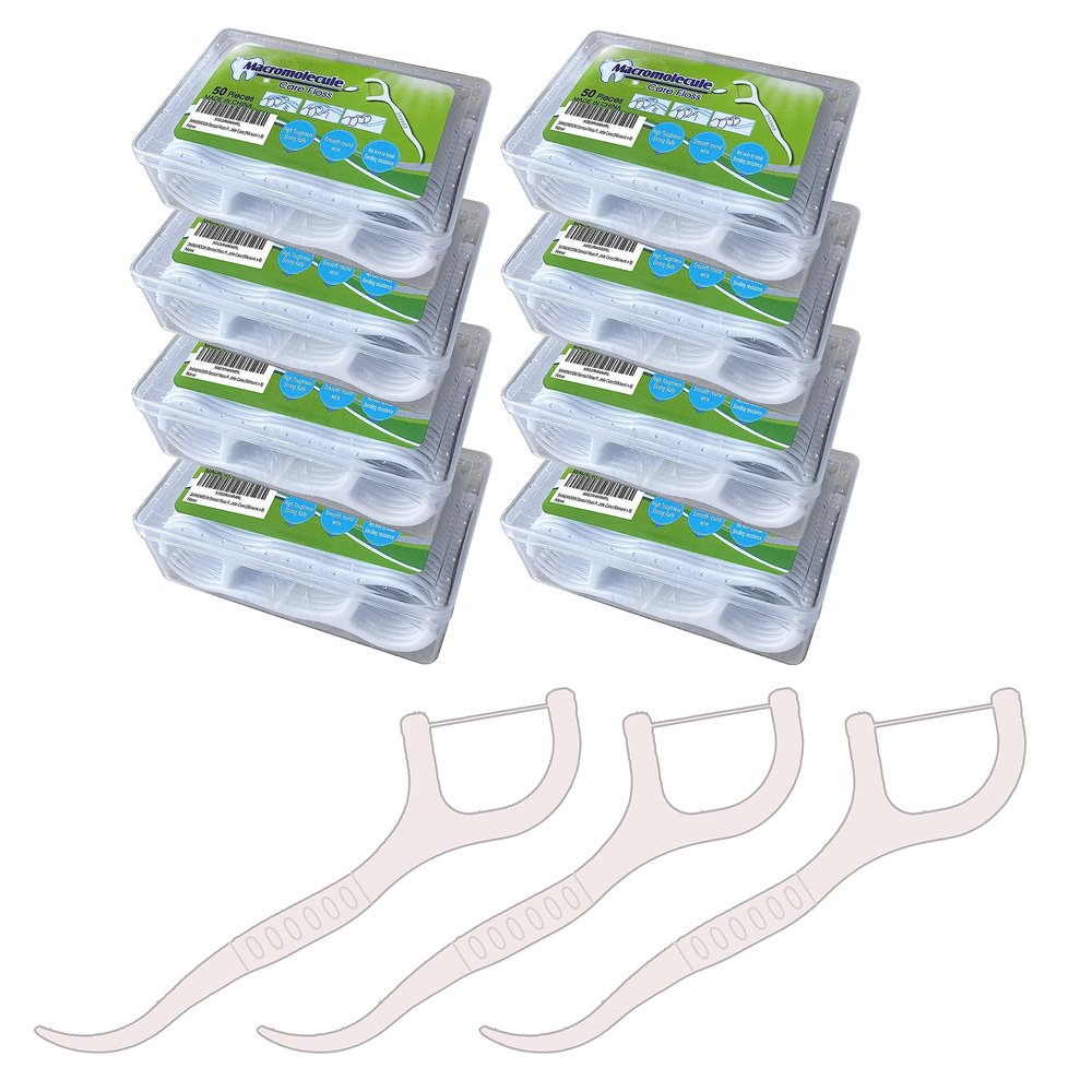 400pcs SHINEMOON Dental Floss Picks, Travel Pack, Glides Easy Between Teeth, Flosser for Preventing Tooth Decay & Gum Disease, Easy Grip Handle, Packed in Convenient Case (8 Boxes)
