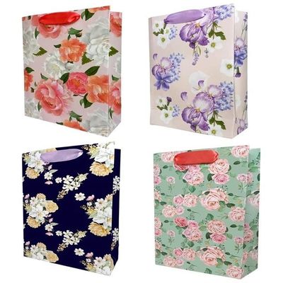 Floral Theme Printed combo paper bags comes in pack of 10 paper bags Size-23x30x9CM Perfect Return gift bags for Wedding Birthday