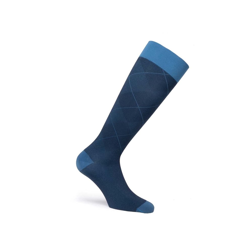 JOBST Casual Pattern Knee High Compression Socks, 15-20 mmHg, Closed Toe, Ocean Blue, Medium