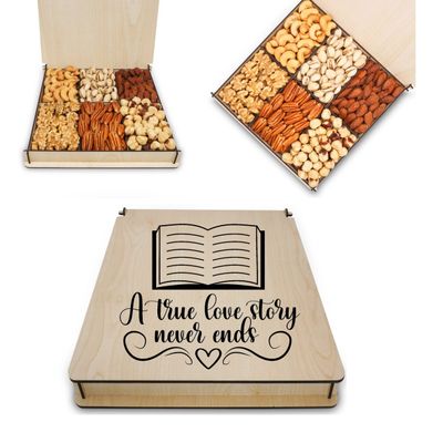 Wedding For Guest Couple Design Souvenir Groom Bride Deluxe Bridal Shower Gift Box Basket Fresh Nuts Fruits, Snack Food Box, Sympathy, Reusable Wooden