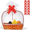 50 Packs 32 x 40 Inches Extra-large Cellophane Bags for Basket Jumbo Clear Cellophane Wraps Clear Huge Cello Bags for Baskets, Gifts, Christmas Trees, Treats, Arts and Crafts, 50ct Ribbon Bows view 1