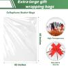 50 Packs 32 x 40 Inches Extra-large Cellophane Bags for Basket Jumbo Clear Cellophane Wraps Clear Huge Cello Bags for Baskets, Gifts, Christmas Trees, Treats, Arts and Crafts, 50ct Ribbon Bows view 2