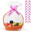 UltraOutlet 50 Packs Large Cellophane Bags 18" x 24" Clear Cellophane Gift Basket Wraps 2.3 Mil Thick Transparent Cello Bags for Fruit Basket, Gift Wrap, Treats, Arts and Crafts, 50ct Ribbon Bows view 1