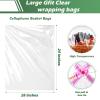 UltraOutlet 50 Packs Large Cellophane Bags 18" x 24" Clear Cellophane Gift Basket Wraps 2.3 Mil Thick Transparent Cello Bags for Fruit Basket, Gift Wrap, Treats, Arts and Crafts, 50ct Ribbon Bows view 3