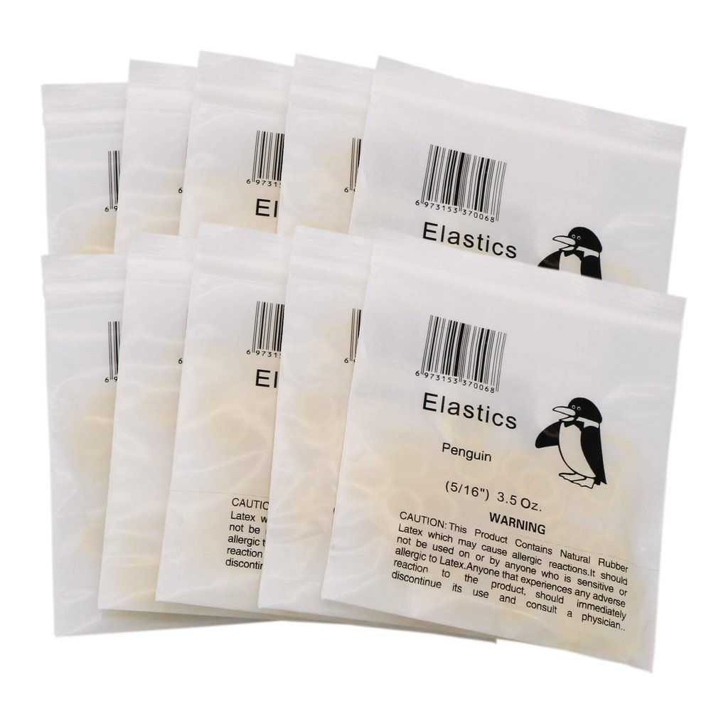 10Packs/1000Pcs Dental Orthodontic Elastics Latex Rubber Bands (10Bags-Penguin-5/16-3.5OZ)