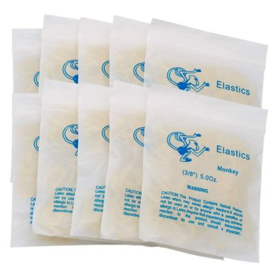 10Packs/1000Pcs Dental Orthodontic Elastics Latex Rubber Bands (10Bags-Monkey-3/8-5.0OZ)