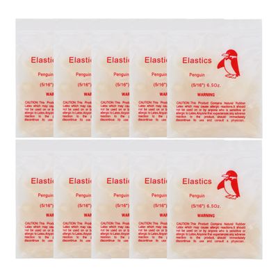 10Packs/1000Pcs Dental Orthodontic Elastics Latex Rubber Bands (10Bags-Penguin-5/16-6.5OZ)