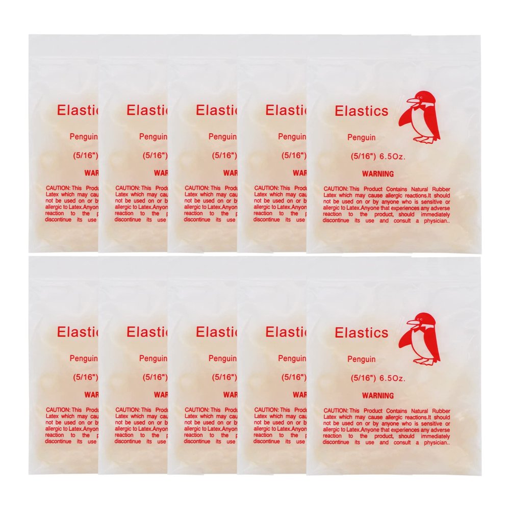 10Packs/1000Pcs Dental Orthodontic Elastics Latex Rubber Bands (10Bags-Penguin-5/16-6.5OZ)