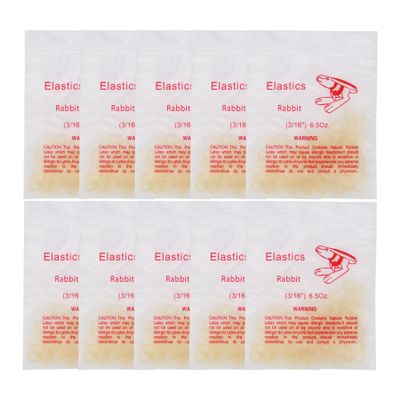 10Packs/1000Pcs Dental Orthodontic Elastics Latex Rubber Bands (10Bags-Rabbit-3/16-6.5OZ)