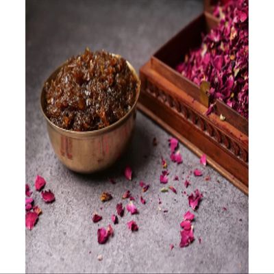GHOTARAM Sun-Cooked Damask Roses Gulkand, Rose Petal Jam, Natural Gulkand, with Kesar,Elaichi&Rock Sugar, Tasty And Healthy-400g(200g*2Pac)