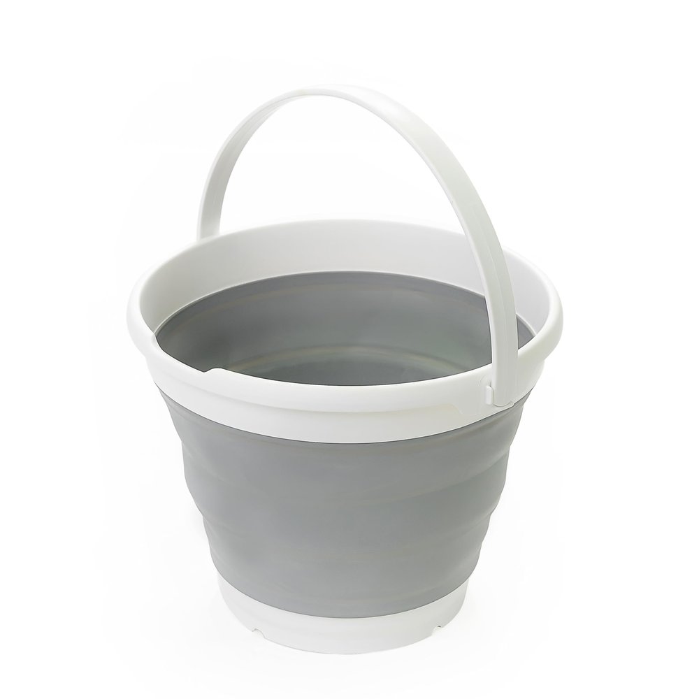 SAMMART Collapsible Bucket (10L, White/Grey)