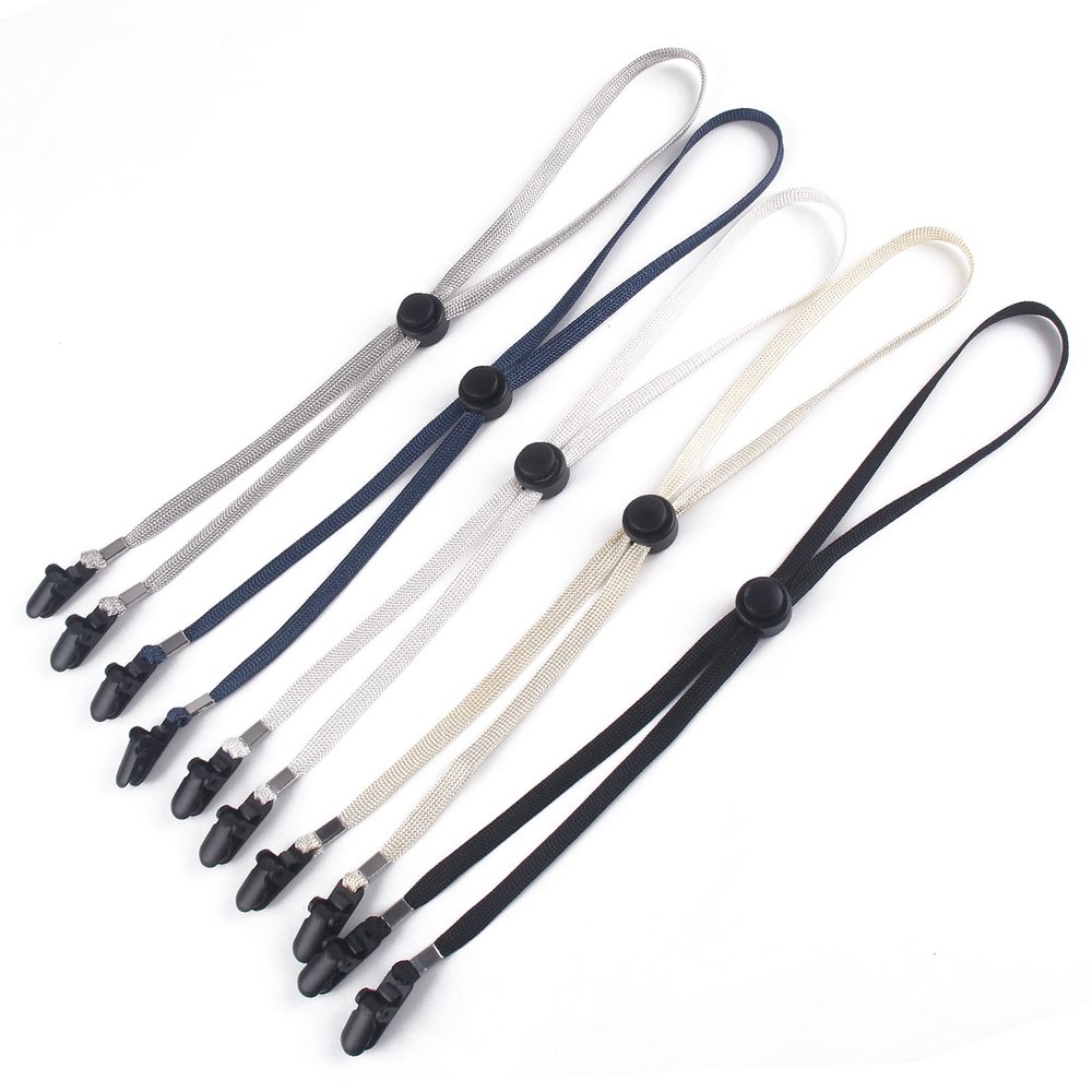 5 Pieces Adjustable Hat Strap Clips Windproof Anti-Loss Cap Strap Clips Hat Chin Cord for Travel, Golfing, Fishing Light Gray