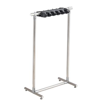 Broom And Mop Holder Put Wet Mops Movable Floor-Mounted Mop Rack Floor Standing Cleaning Tool Cart Storage,Cleaning Supplies Organizer,5 Slots 6 Hooks,for Garden,Garage,Schools,Factories,Hotels ( Size