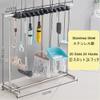 Broom And Mop Holder Put Wet Mops Movable Floor-Mounted Mop Rack Floor Standing Cleaning Tool Cart Storage,Cleaning Supplies Organizer,5 Slots 6 Hooks,for Garden,Garage,Schools,Factories,Hotels ( Size view 2