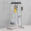 Broom And Mop Holder Put Wet Mops Movable Floor-Mounted Mop Rack Floor Standing Cleaning Tool Cart Storage,Cleaning Supplies Organizer,5 Slots 6 Hooks,for Garden,Garage,Schools,Factories,Hotels ( Size view 3