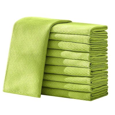 10 Pcs 40X50 Fish Scale Microfiber Cleaning Cloths- Polishing Cleaning Wipes Rag Super Water Absorbable Towels (Color : Green)