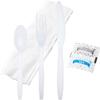 Bulk Heavy Weight Cutlery Individually Wrapped White Plastic Cutlery Knife, Spoon, Fork Pack with Napkin and Salt and Pepper Packets - Extra Strong & Resistant view 1