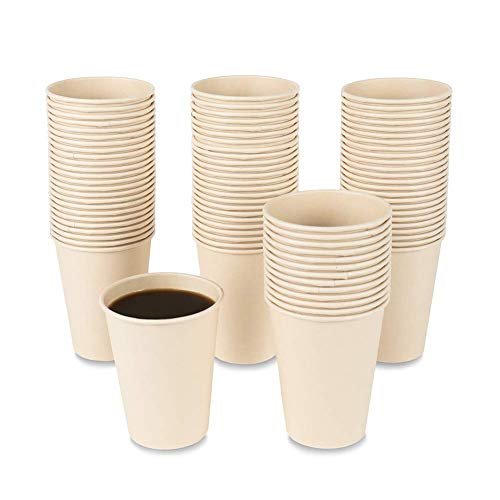 100Disposable Coffee Cups Paper Cups, Natural Eco-Friendly Bamboo Fiber Cups Brown Hot Cups Hot Tea hot Drink Water cups