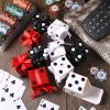 Ctosree 50 Pcs Dice Favor Boxes 2 x 2 x 2 Inch Casino Theme Party Decor Casino Night Decorations Red Black White Dice Gable Box Goodie Box with Ribbon view 4