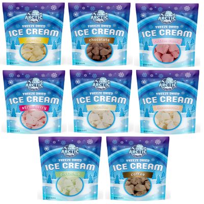 Arctic Farms Freeze Dried Ice Cream that Does Not Melt (Variety Pack of 8 Flavors)
