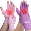 2 Pairs Arthritis Gloves for Pain Relief, Compression Gloves for Arthritis, Carpal Tunnel, Osteoarthritis, Joint, Typing, Driving, Fingerless Hand Gloves for Women Men (Pink1+Purple1, Small) view 1