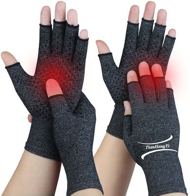 2 Pairs Arthritis Gloves for Pain Relief, Compression Gloves for Arthritis, Carpal Tunnel, Osteoarthritis, Joint, Typing, Driving, Fingerless Hand Gloves for Women Men (Black1+Black1, Large)