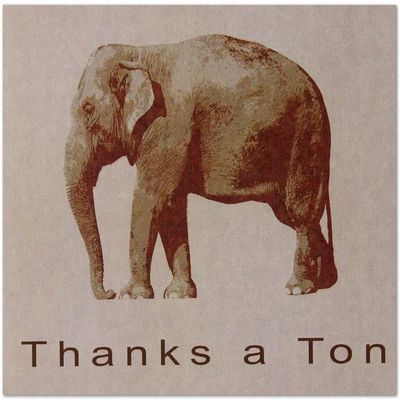 Small World Greetings Thanks A Ton Elephant Thank You Cards 12 Count - Blank Inside with Envelopes - A2 Size (5.5x4.25)
