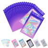 100 Pack Holographic Bags, Resealable Bags for Small Business with Front Window Sample Bags Candy Bags Sealable Mylar Bags with 100 Color Labels(Purple-Pink,5 * 7 Inch) view 1