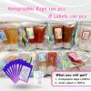 100 Pack Holographic Bags, Resealable Bags for Small Business with Front Window Sample Bags Candy Bags Sealable Mylar Bags with 100 Color Labels(Purple-Pink,5 * 7 Inch) view 2