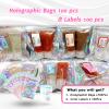 100 Pack Mylar Bags with Clear Window Holographic Smell proof Bag for Small Bussiness Resealable Zipper Sealable Pouch Bags Sample, Food,Jewelry,Lipgloss,Soap,Electronic With Color Labels(3x4 Inch) view 2