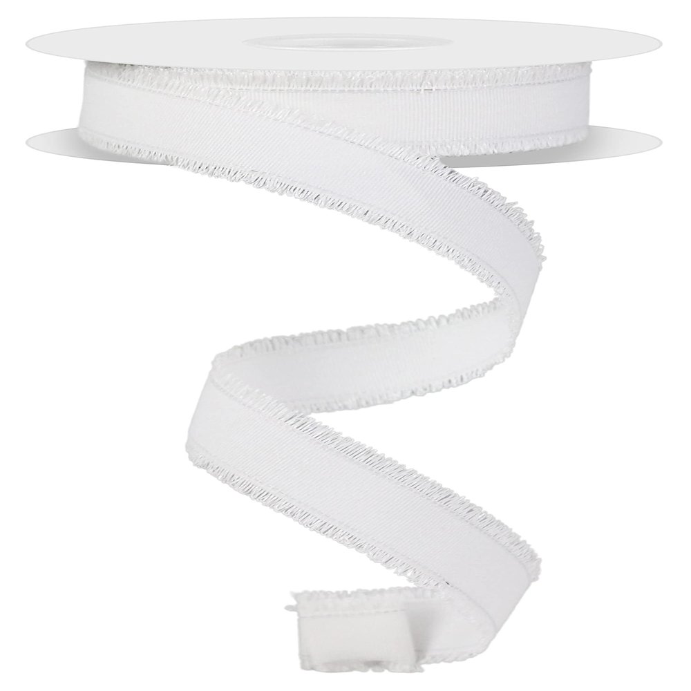 Craig Bachman 7/8" Fuzzy Edge Ribbon: White (10 Yards) - Floral Arrangement, Gift Wrapping, Holiday, Wreath, Bow, Fabric Craft Wired Edge Ribbon