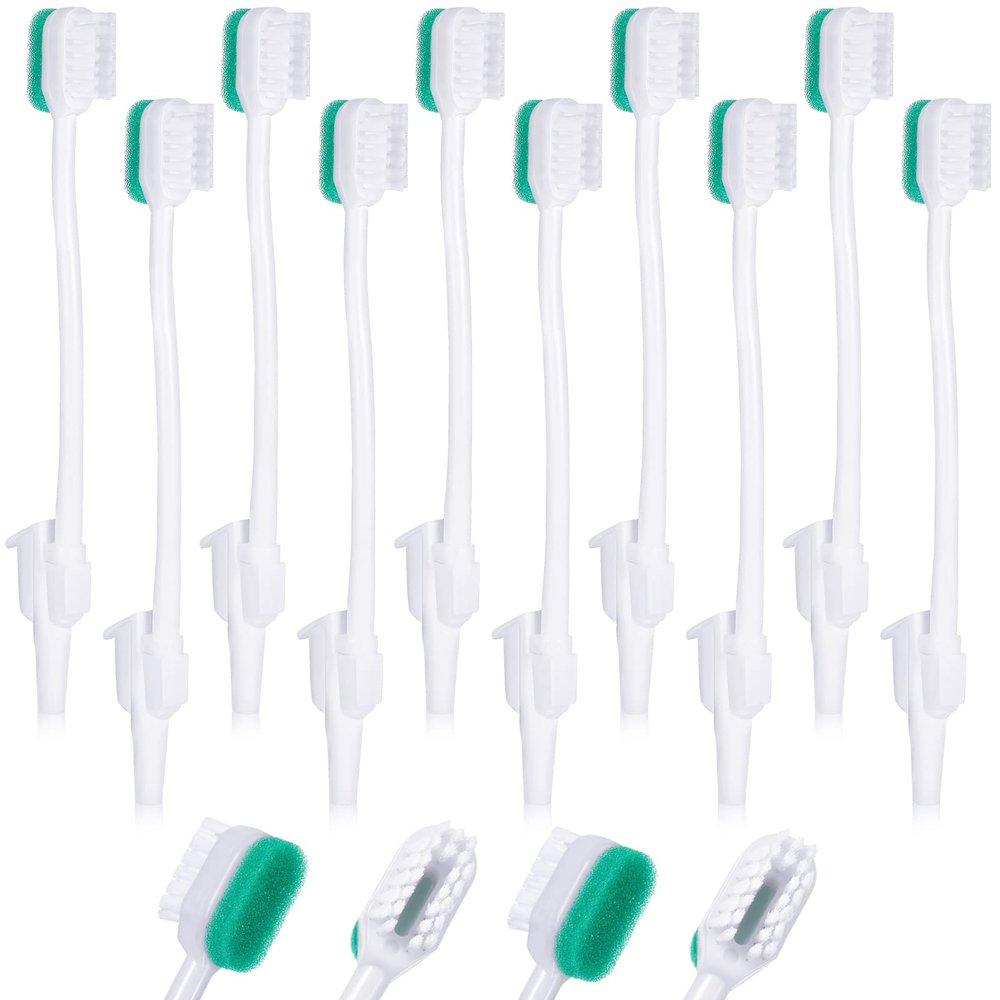 Didaey 10 Pcs Suction Swab Toothbrush Care Disposable Oral Swab Suction Toothbrush for Machine Sponge Individually Wrapped for Elderly Adults Oral Dental Mouth Care (White)