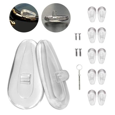 Eazean Replacement Nose Pads for Oakley Eyeglasses/Sunglasses, 5 Pairs Clear Silicone Nose Pieces Guards Come with Screws and Screwdrivers