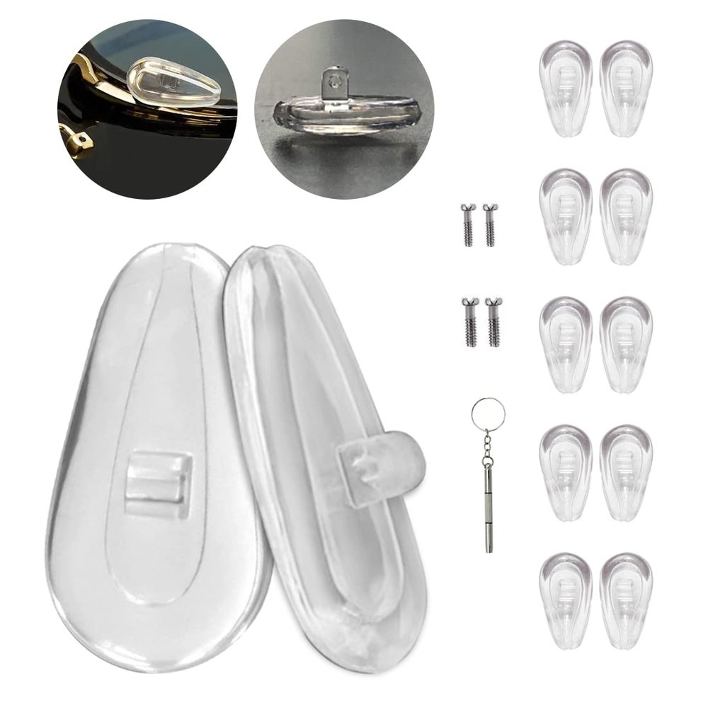 Eazean Replacement Nose Pads for Oakley Eyeglasses/Sunglasses, 5 Pairs Clear Silicone Nose Pieces Guards Come with Screws and Screwdrivers
