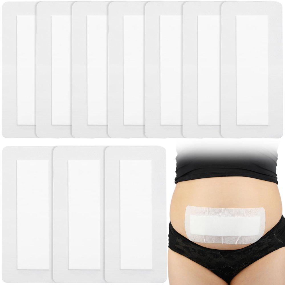 10 Pcs C-Section Incision Adhesive Island Dressing 4"x10" Bandage Breathable Bordered Gauze Pads for Post Abdominal Surgery Hysterectomy Tummy Tuck Recovery Wounds Cover Women Patients