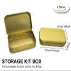 AKOAK 4 Pcs 3.7 x 2.4 x 0.8 Inches Rectangular Empty Hinged Tins Box Containers for First Aid Kit,Survival Kits,Storage,Herbs,Pills,Crafts and More (Champagne gold) view 2